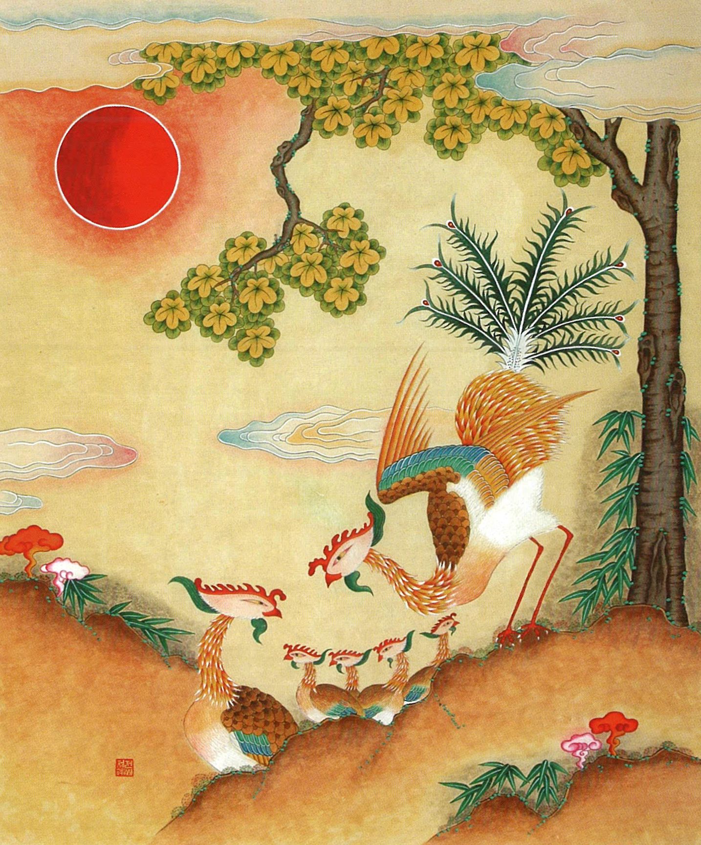 전정혜, 봉황도(鳳凰圖), 종이에 채색